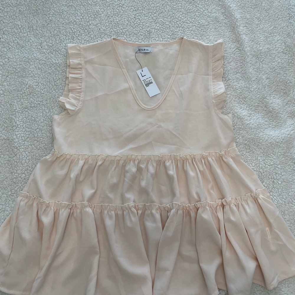 Yaya & Co Peach Ruffle Peplum Top